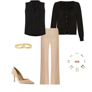 Loft slimming panel high waist tan pants work wear office wear